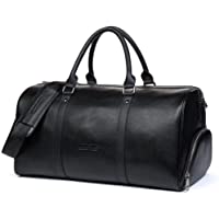 BOSTANTEN Hombre Bolsa Viaje Cuero Genuino Bolsa Equipaje Weekender Bolsas Piel L para Gimnasio-Deporte Grande Negro